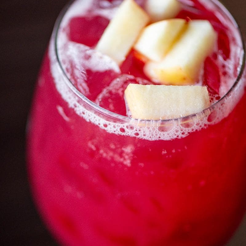 Red sangria with diced apple